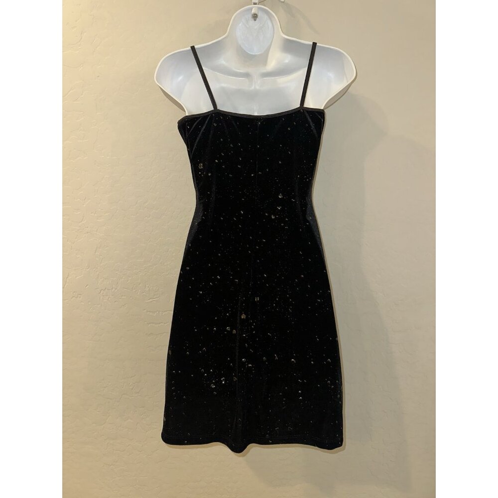 VTG 90's y2k Velvet liquid latex splattered bodycon Goth Dress Dark Fairy Prom M - Picture 9 of 14